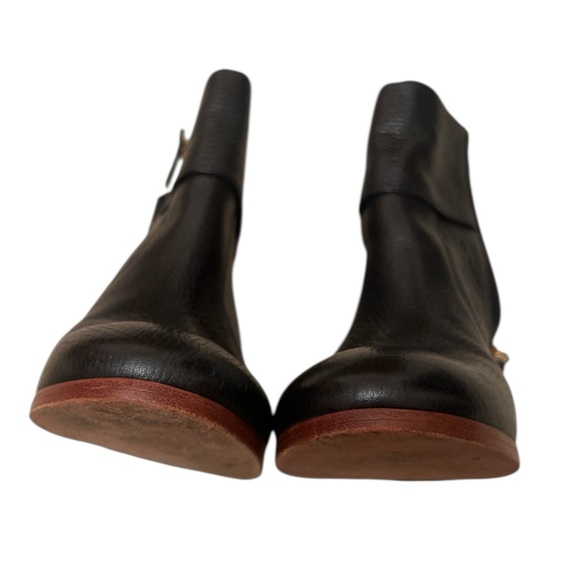 KATE SPADE Lanise Black Leather Bow Stacked Heeled Side Zip Boots Size 7M - Picture 8 of 10